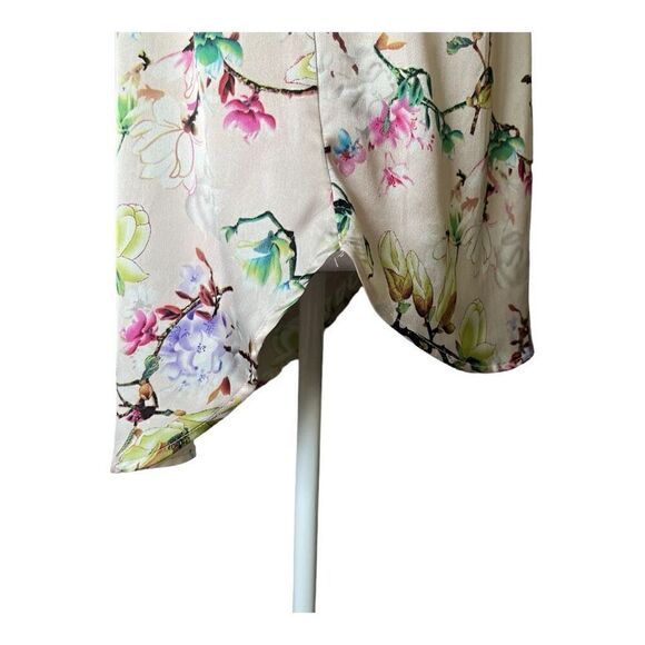 Staccato pastel peach floral satiny v-neck hi-low tank/camisole top blouse M - Picture 10 of 13